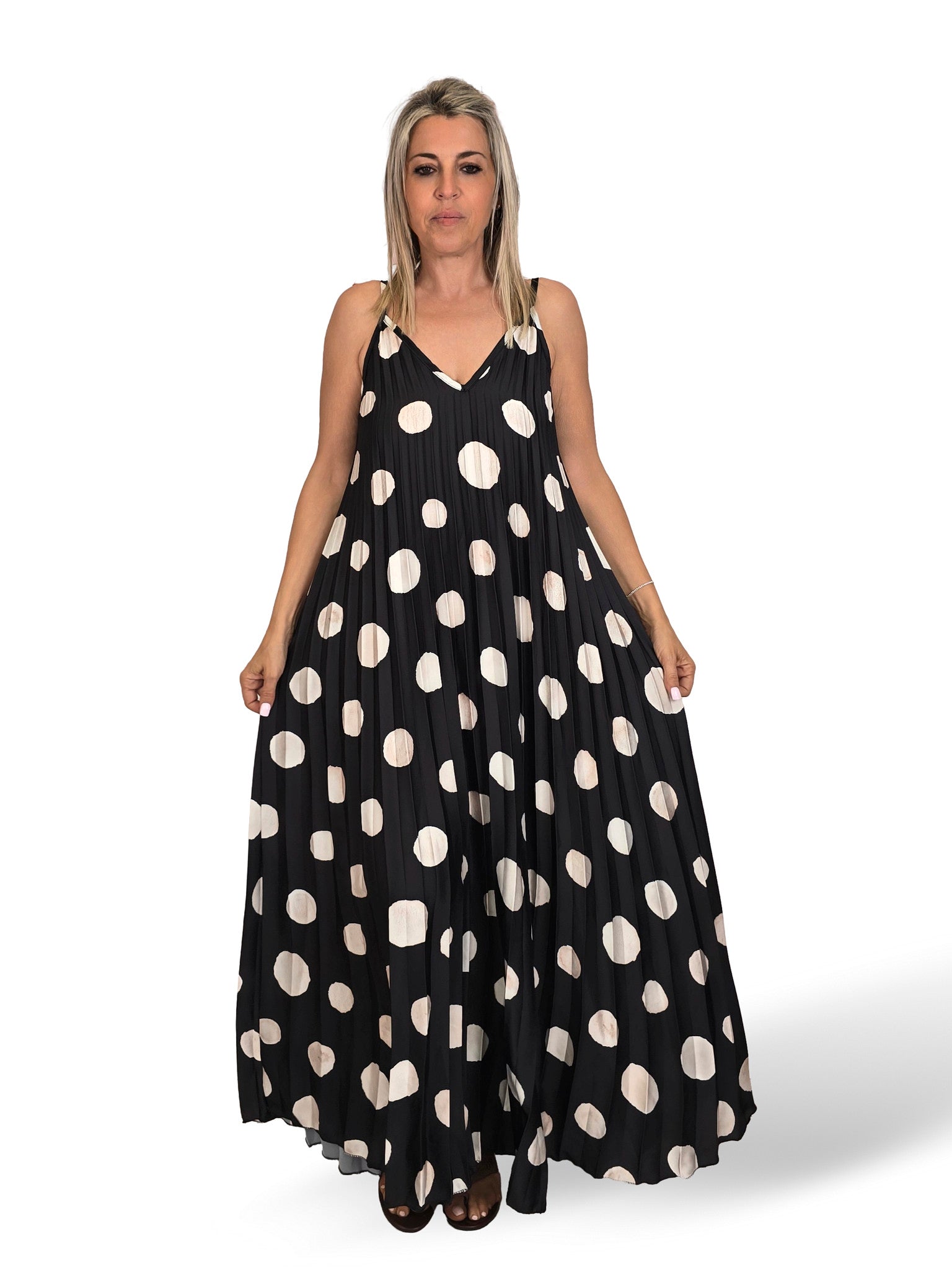 Pünktchen-Plisseekleid