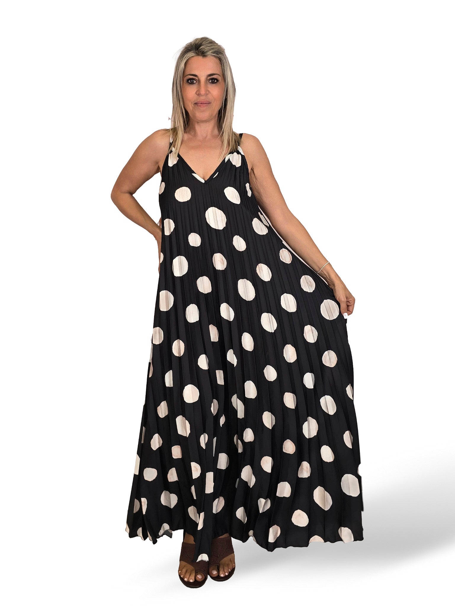 Pünktchen-Plisseekleid