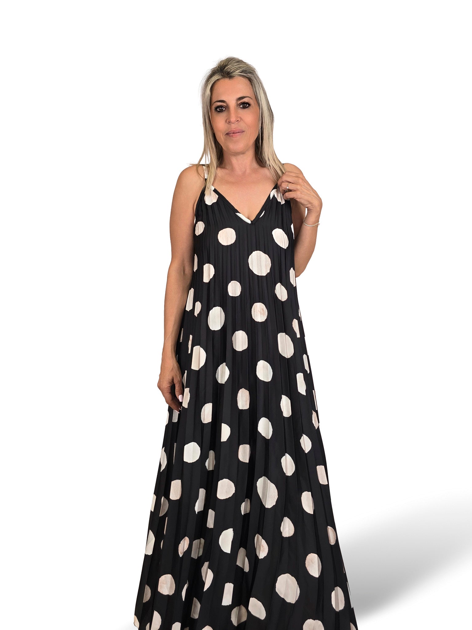 Pünktchen-Plisseekleid