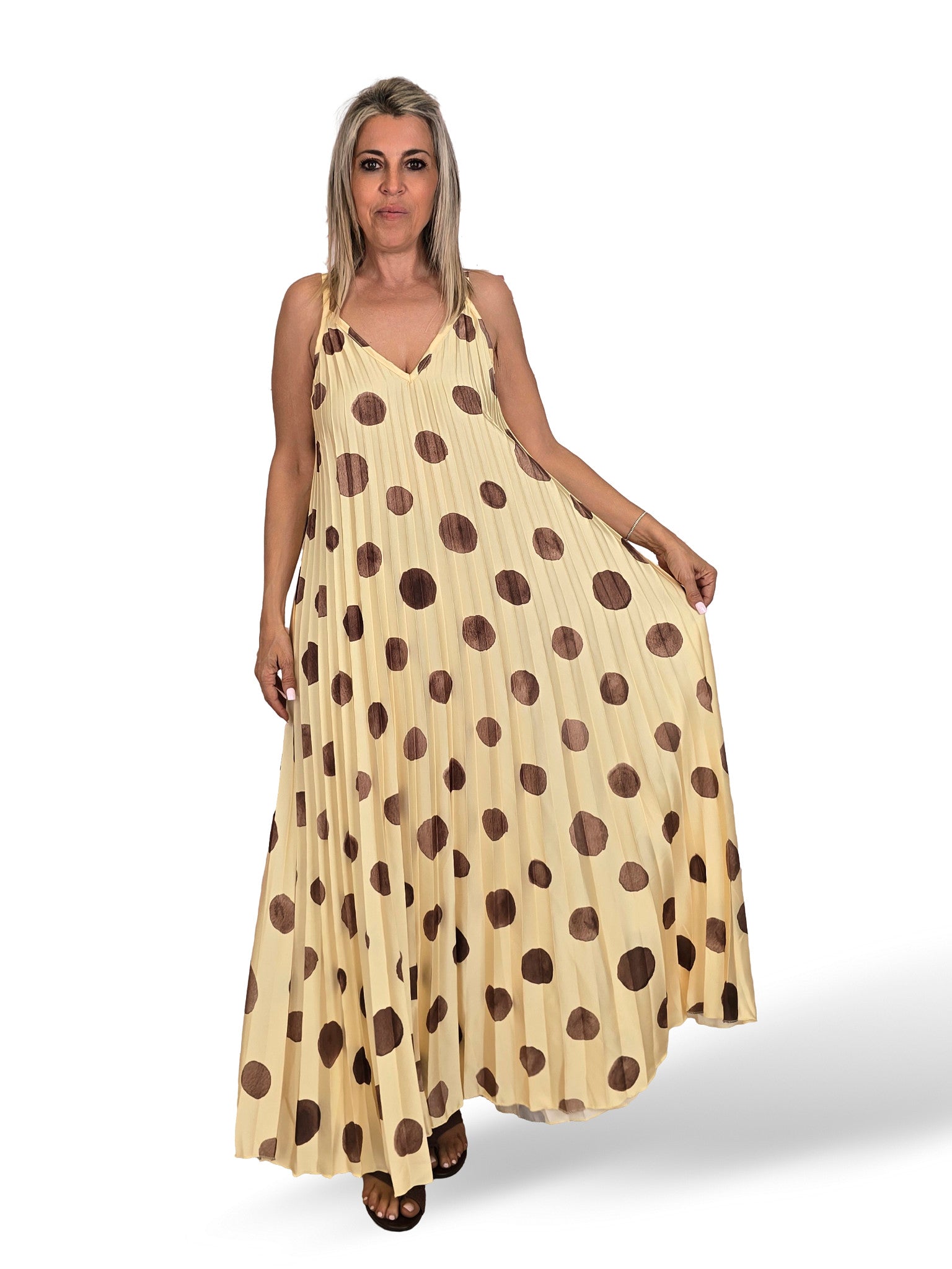 Pünktchen-Plisseekleid