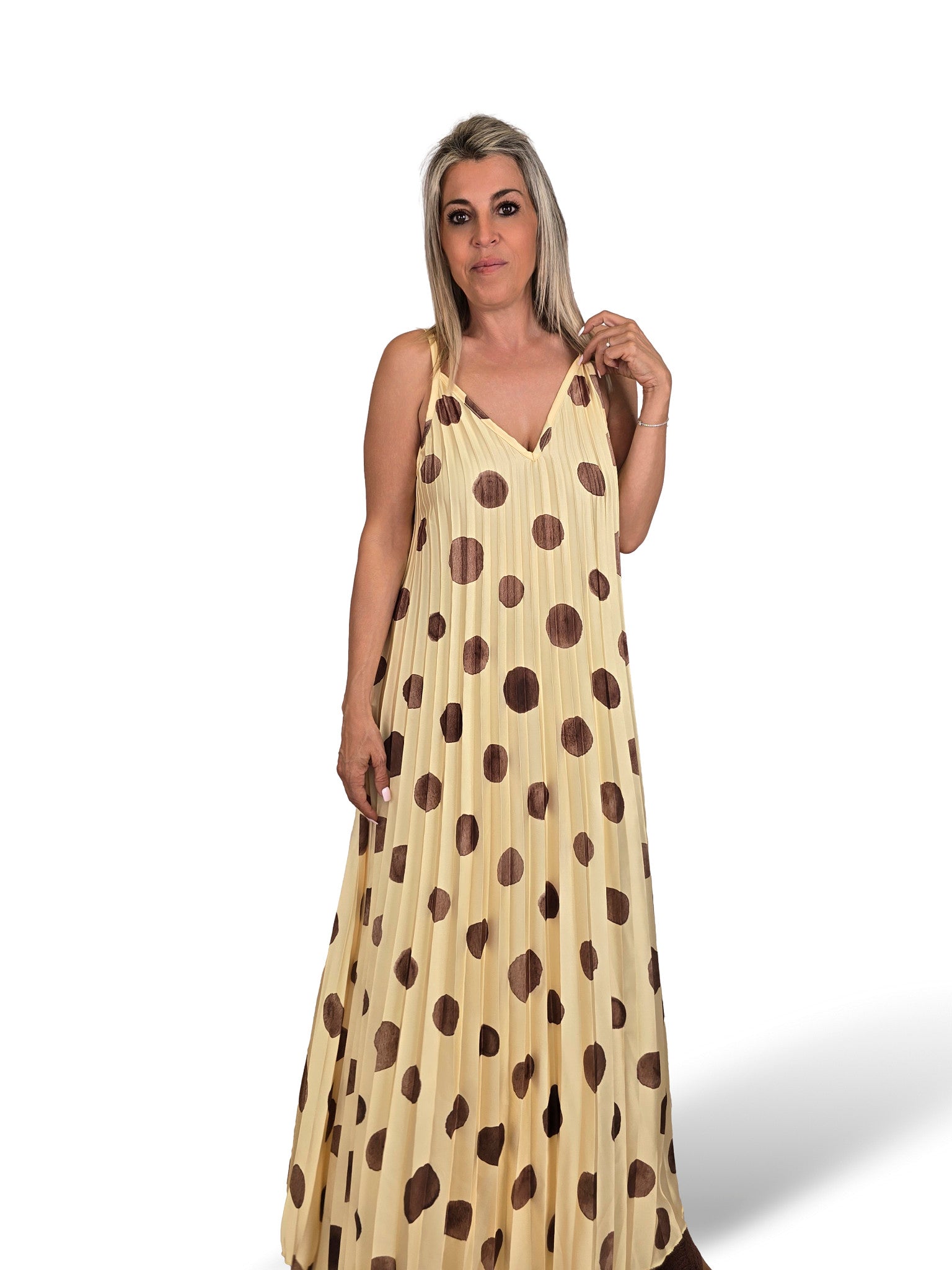 Pünktchen-Plisseekleid