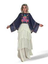 CAPA PONCHO BORDADO FLORES MULTICOLOR 432
