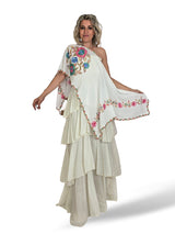 CAPA PONCHO BORDADO FLORES MULTICOLOR BLANCO 436
