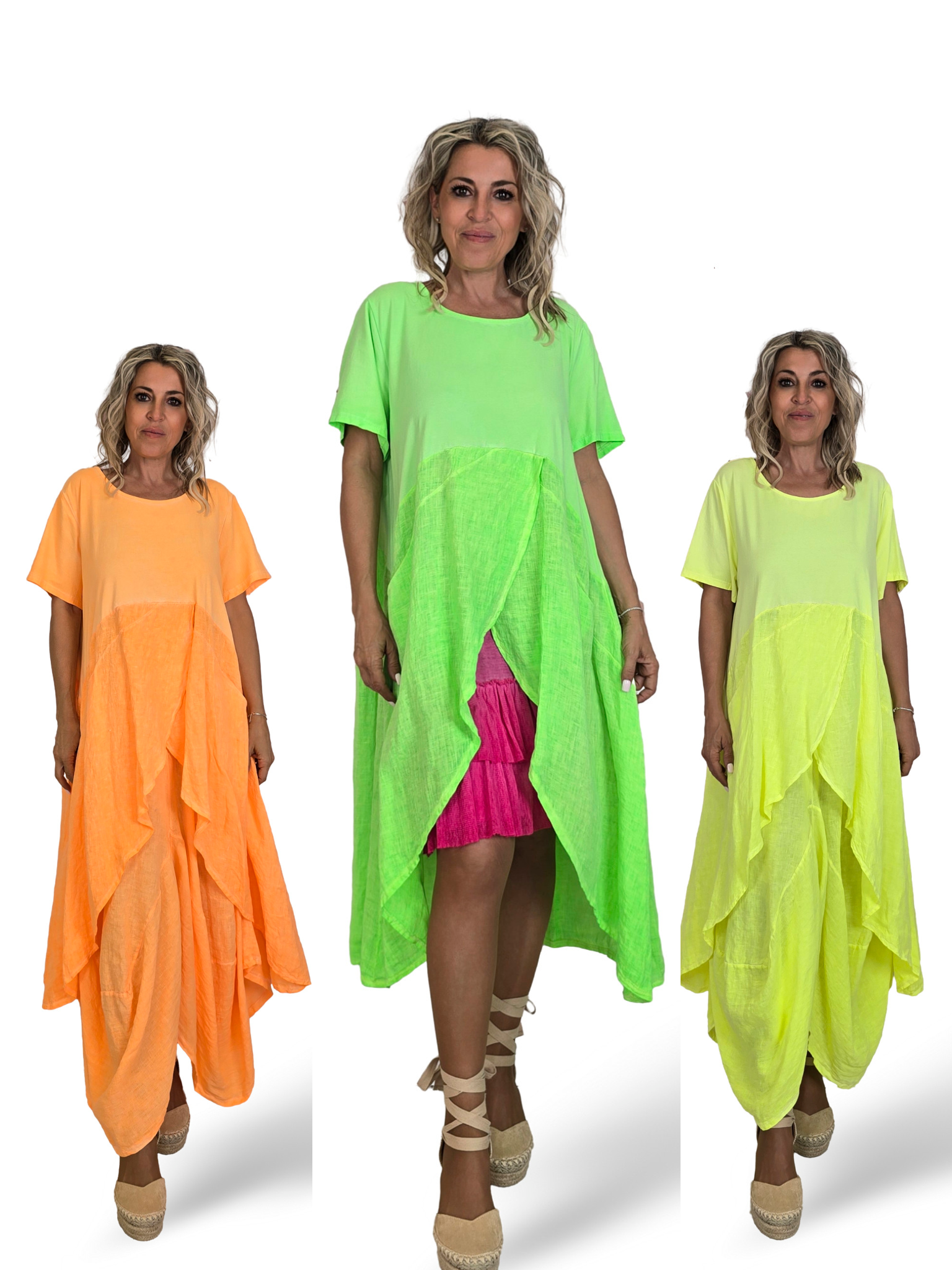 ASYMMETRISCHES T-SHIRT IN FLUORO-LINO