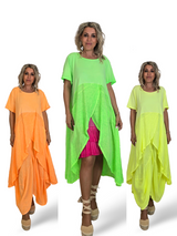 ASYMMETRISCHES T-SHIRT IN FLUORO-LINO