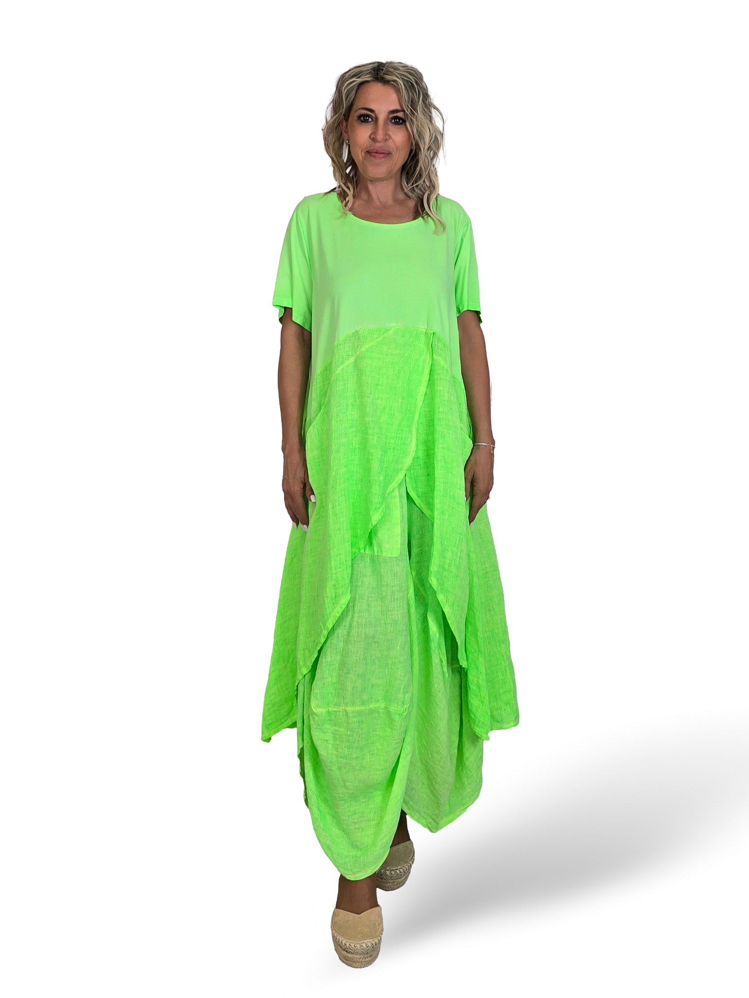 ASYMMETRISCHES T-SHIRT IN FLUORO-LINO