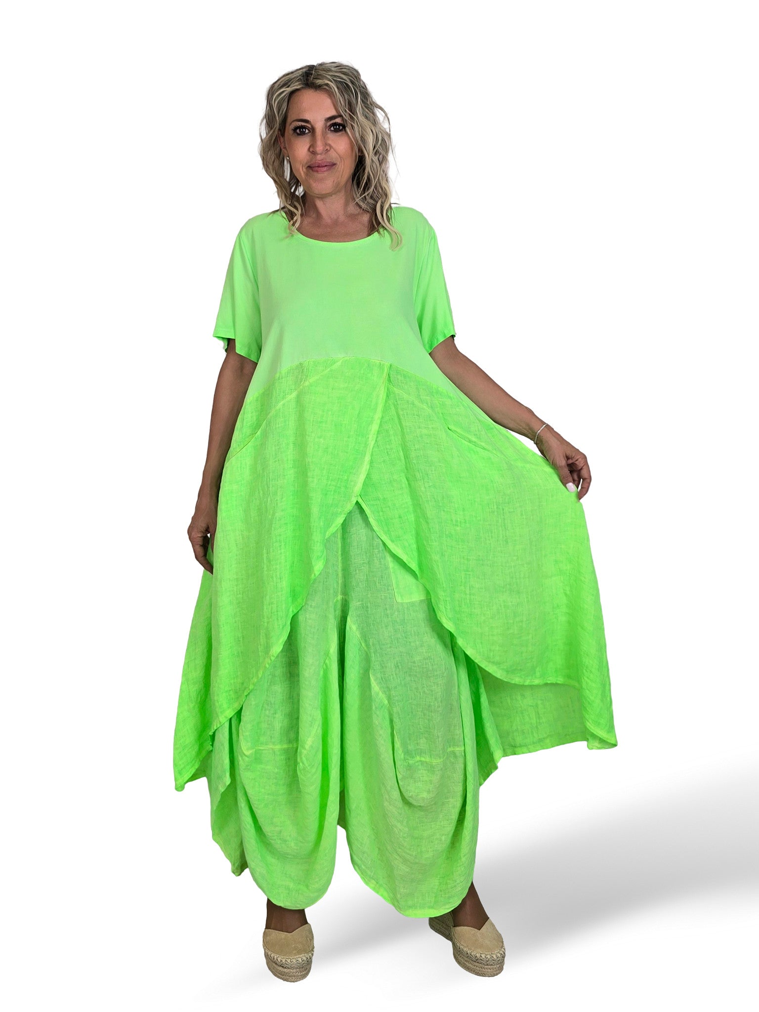 ASYMMETRISCHES T-SHIRT IN FLUORO-LINO
