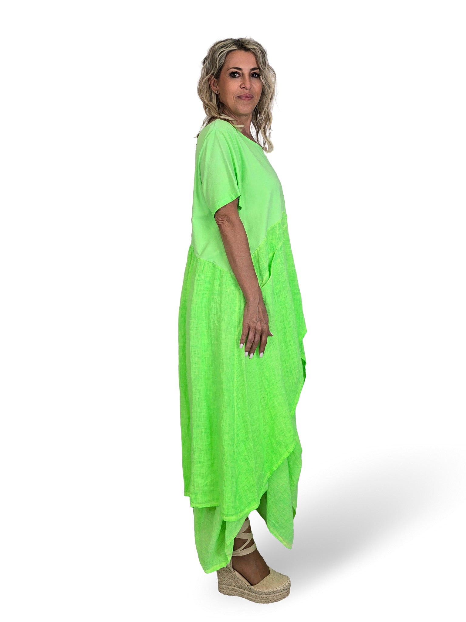 ASYMMETRISCHES T-SHIRT IN FLUORO-LINO