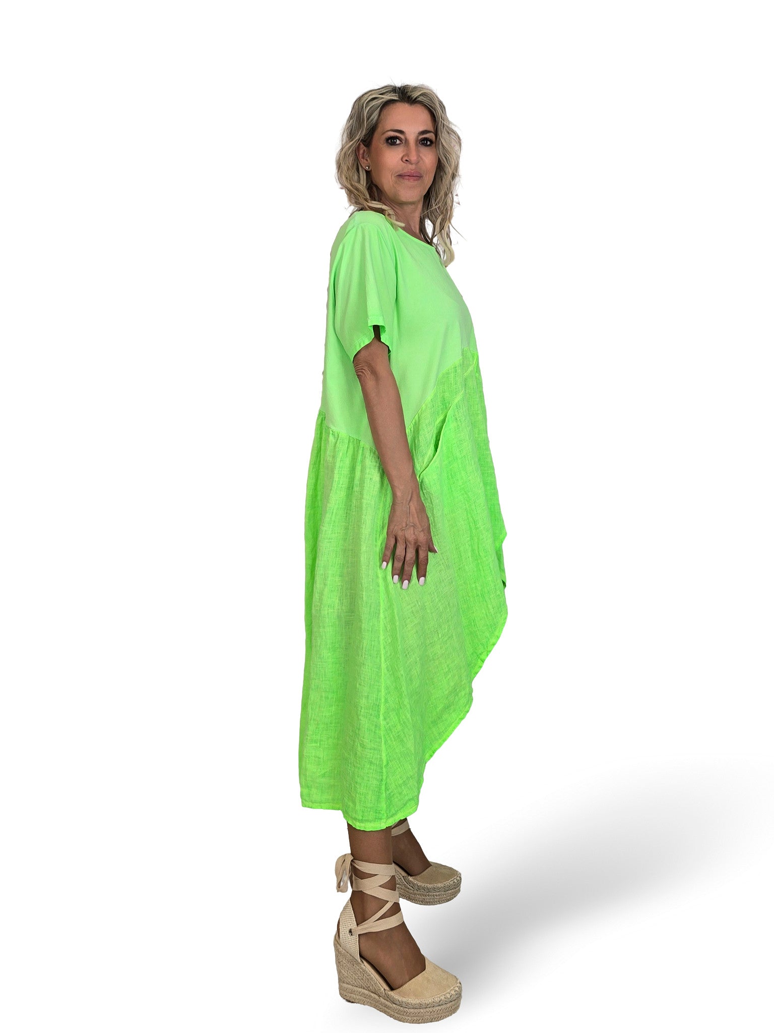 ASYMMETRISCHES T-SHIRT IN FLUORO-LINO