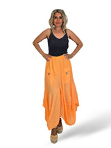 PANTALON LINO FLUOR ANCHO ASIMETRICO