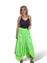 PANTALON LINO FLUOR ANCHO ASIMETRICO