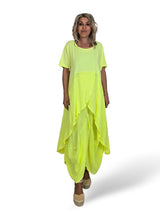 PANTALON LINO FLUOR ANCHO ASIMETRICO