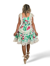 VESTIDO CORTO TIE DYE VOLANTES ENCAJE JOT