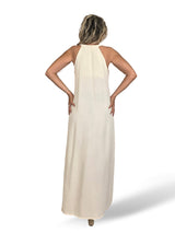 VESTIDO PLISSADO COM MISSANGAS DOURADAS