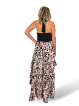 FALDA ASIMETRICA VOLANTES ANIMAL PRINT ROSA
