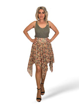 GONNA CORTA ASMMETRICA IN TULLE CON MOTIVO FLOREALE