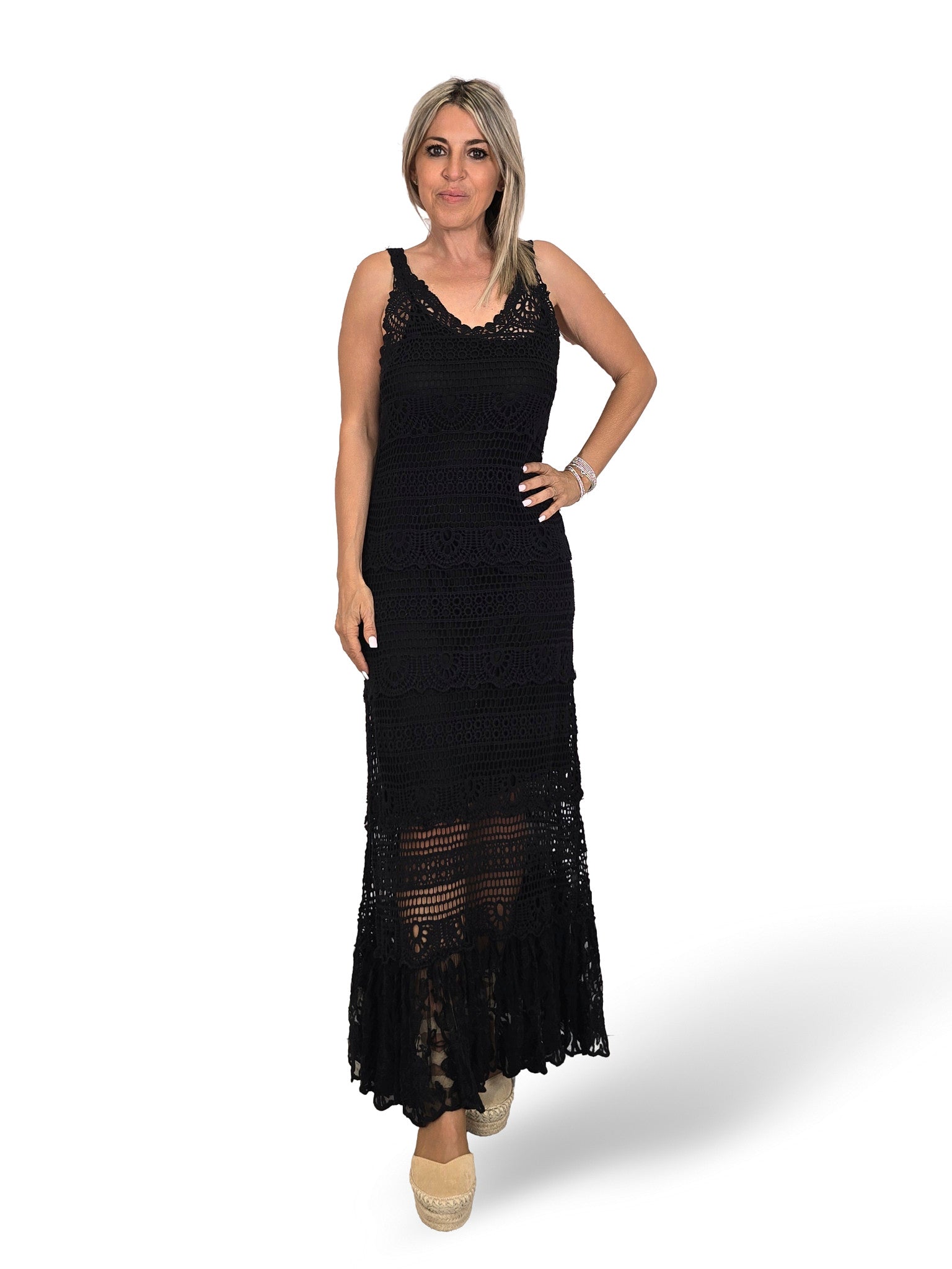 VESTIDO CROCHET VOLANTE ENCAJE