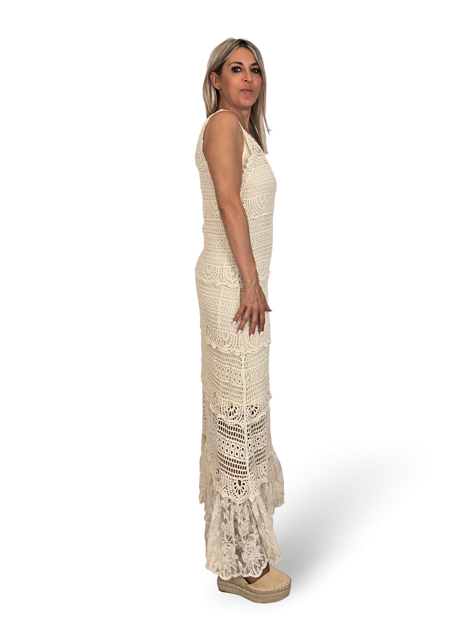 VESTIDO CROCHET VOLANTE ENCAJE