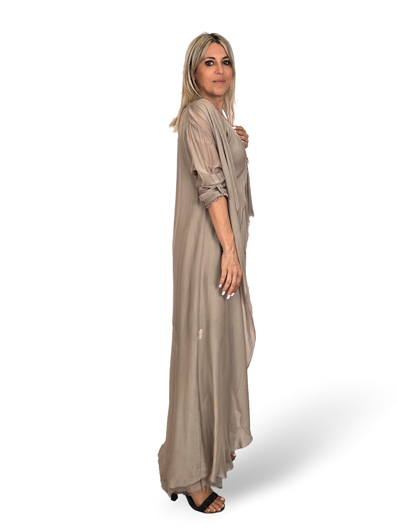 VESTIDO CAPA SEDA DESHILACHADO