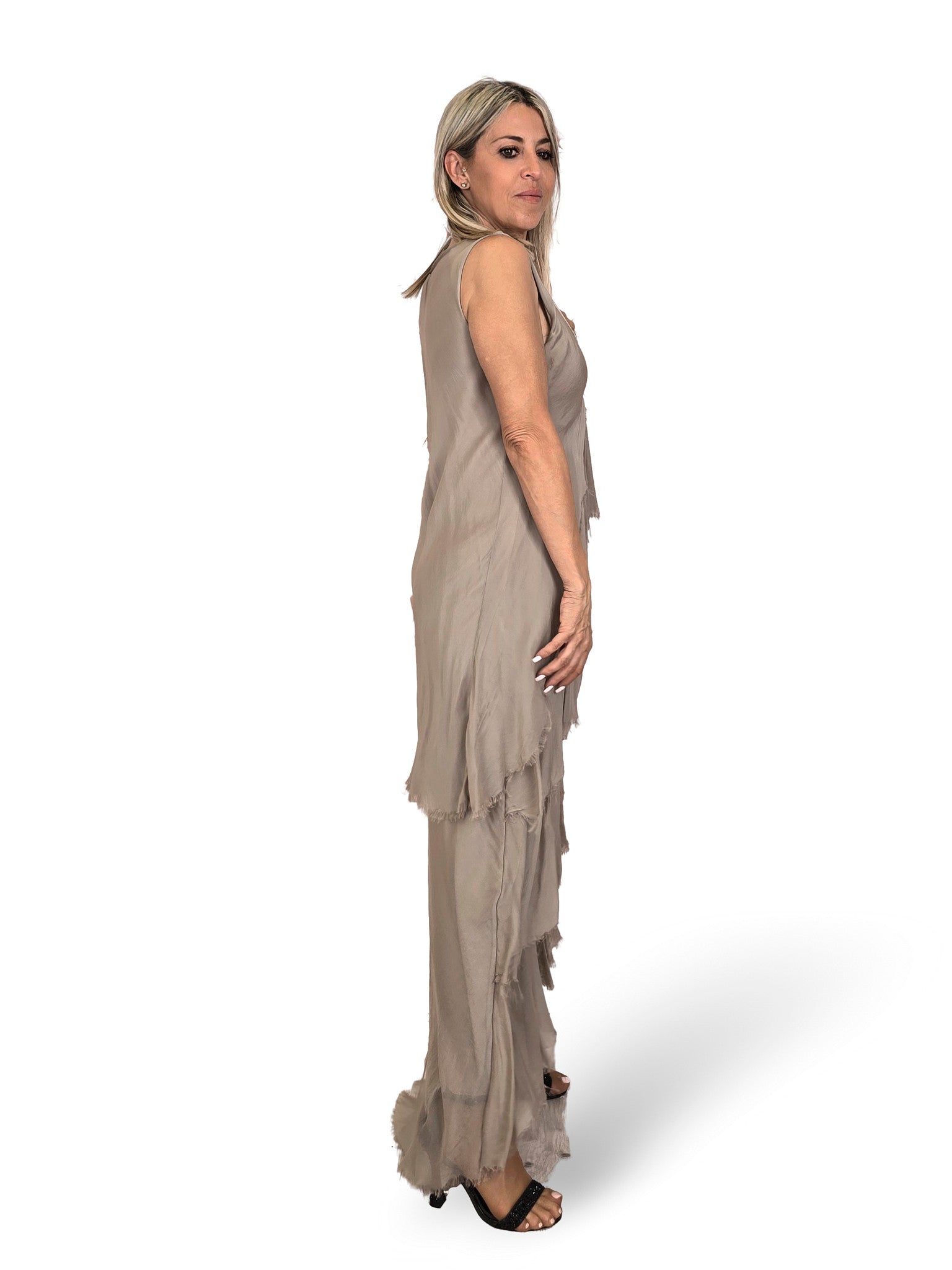 VESTIDO CAPA SEDA DESHILACHADO