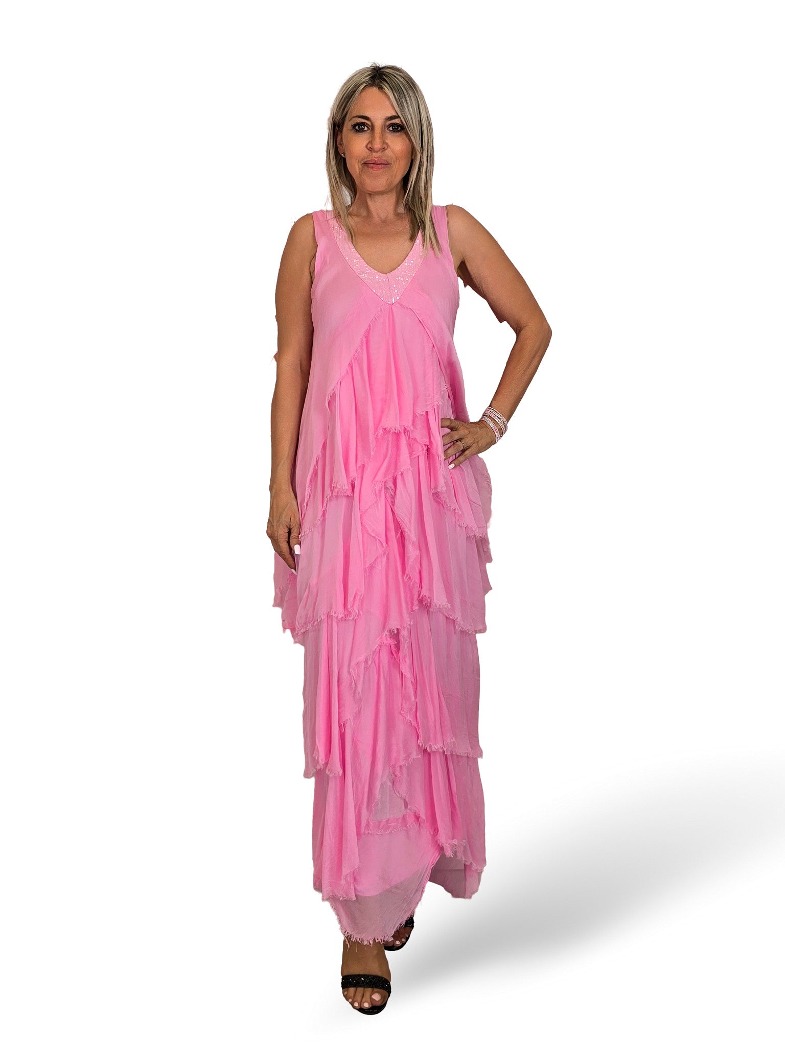VESTIDO CAPA SEDA DESHILACHADO
