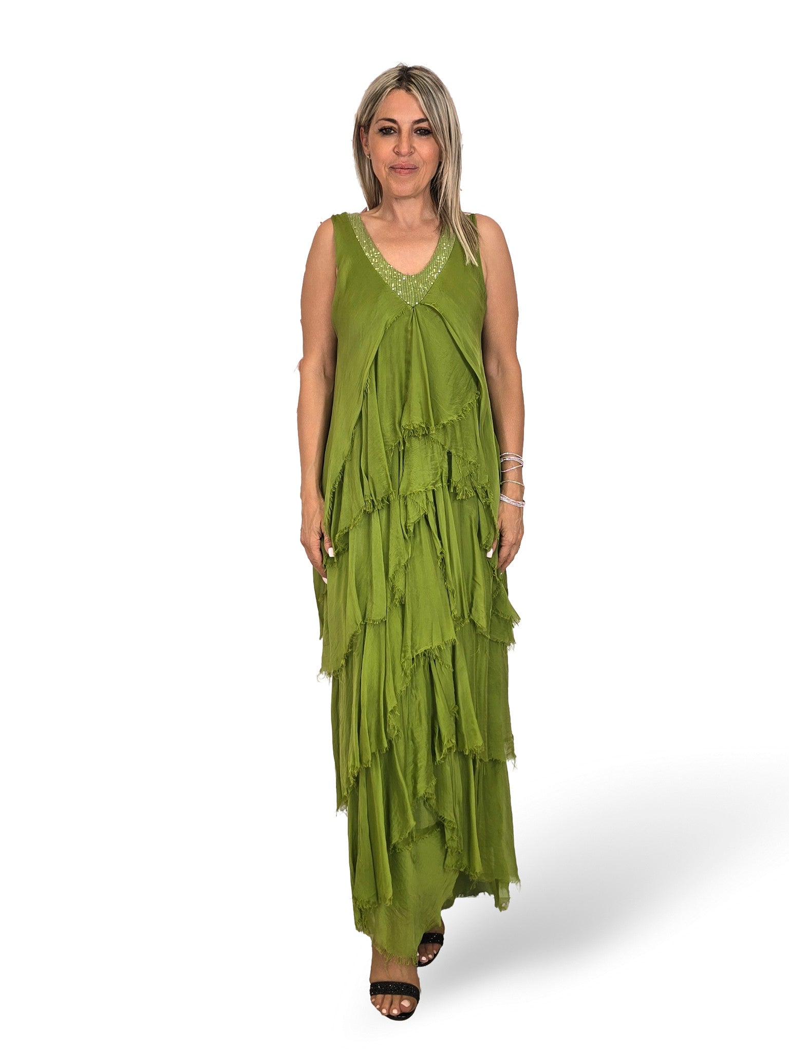 VESTIDO CAPA SEDA DESHILACHADO