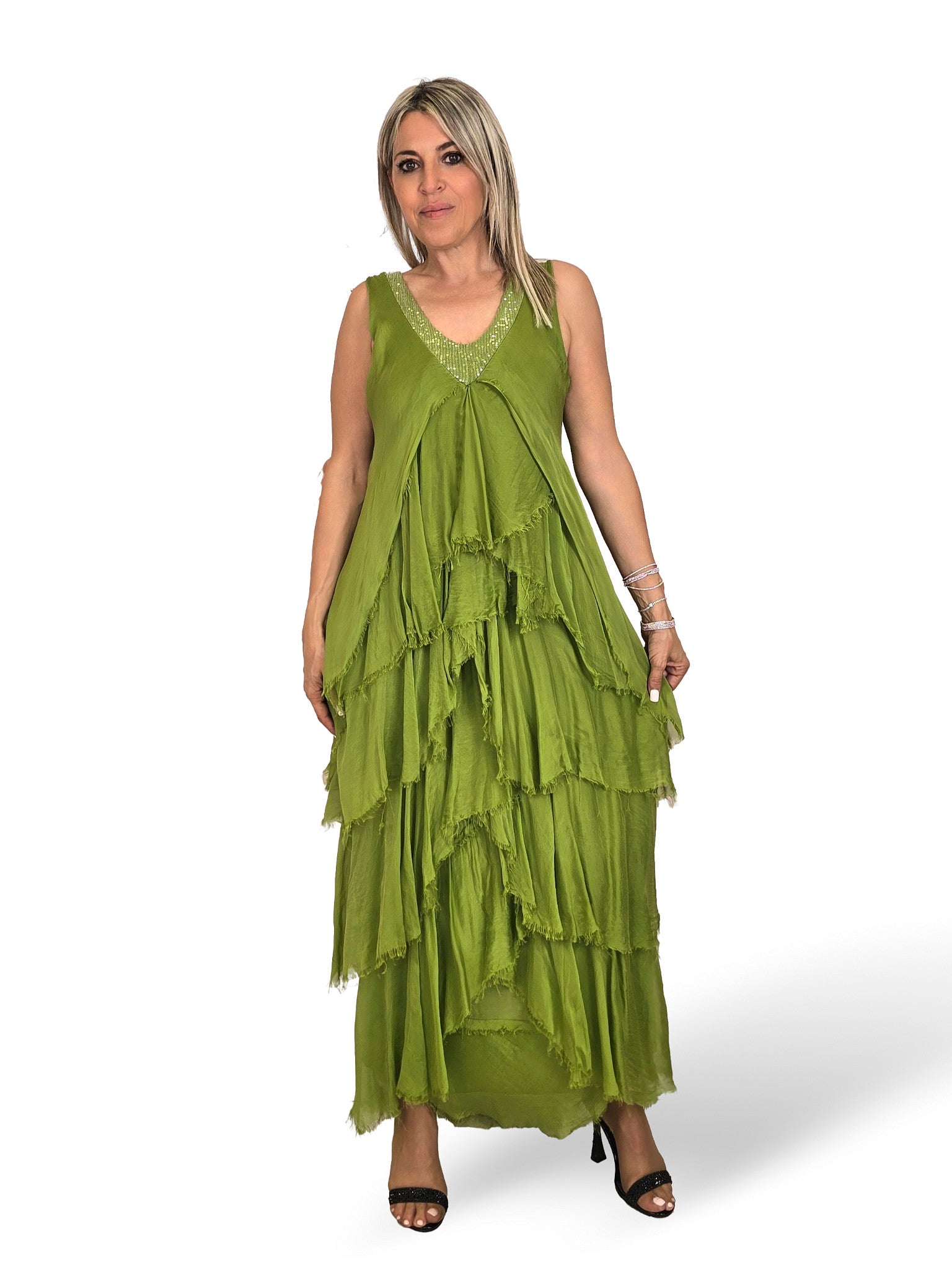 VESTIDO CAPA SEDA DESHILACHADO