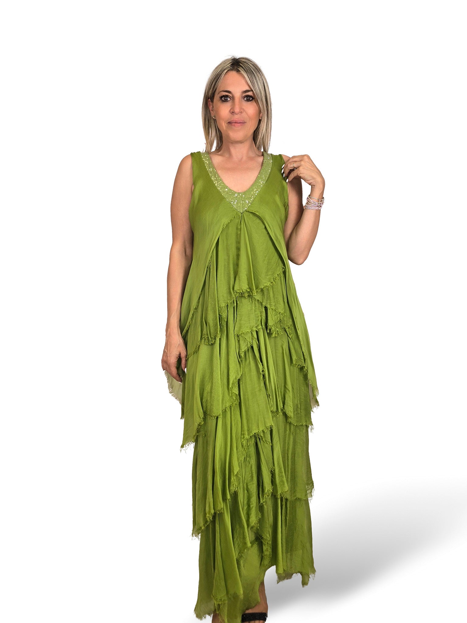 VESTIDO CAPA SEDA DESHILACHADO