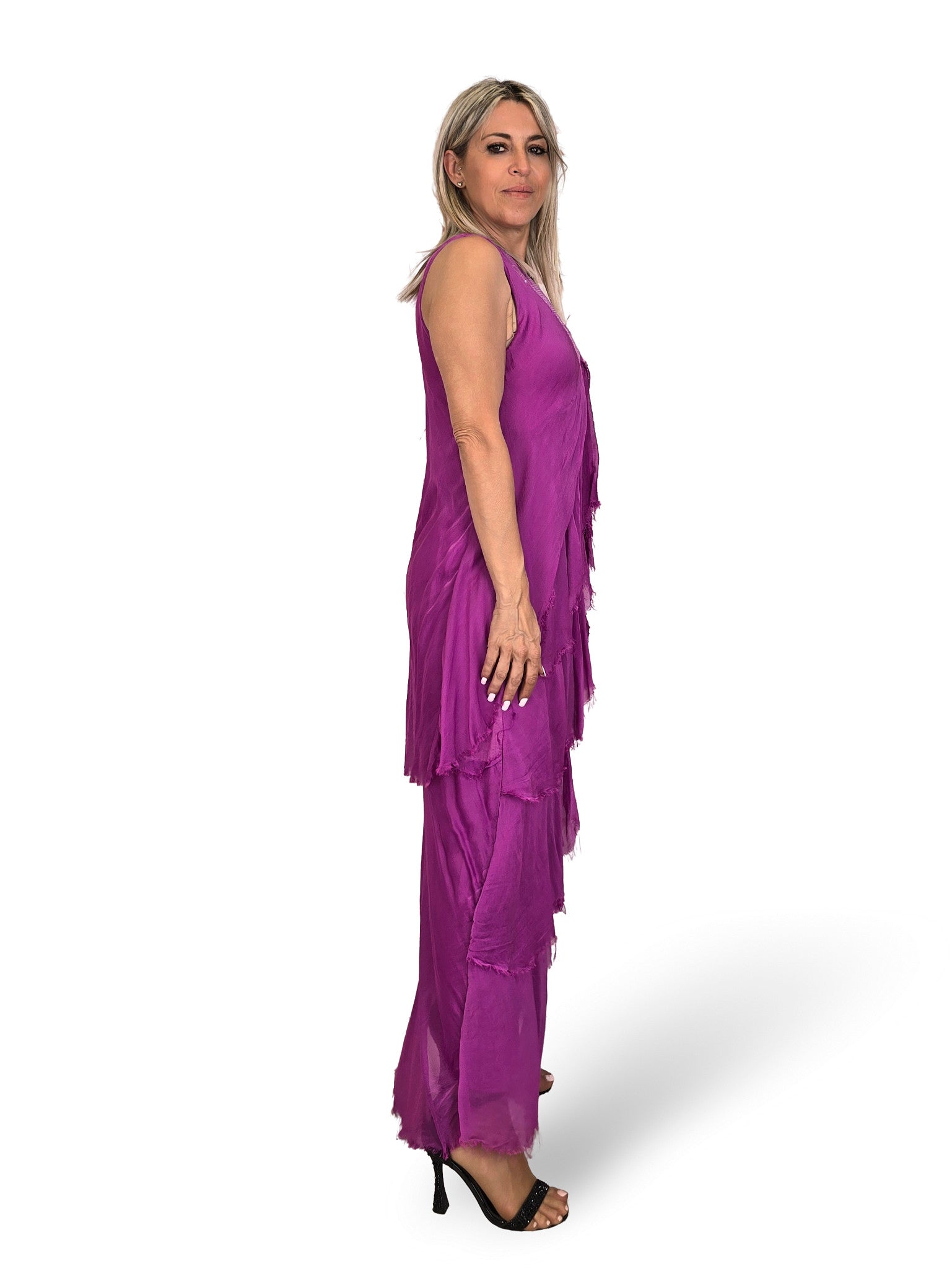 VESTIDO CAPA SEDA DESHILACHADO