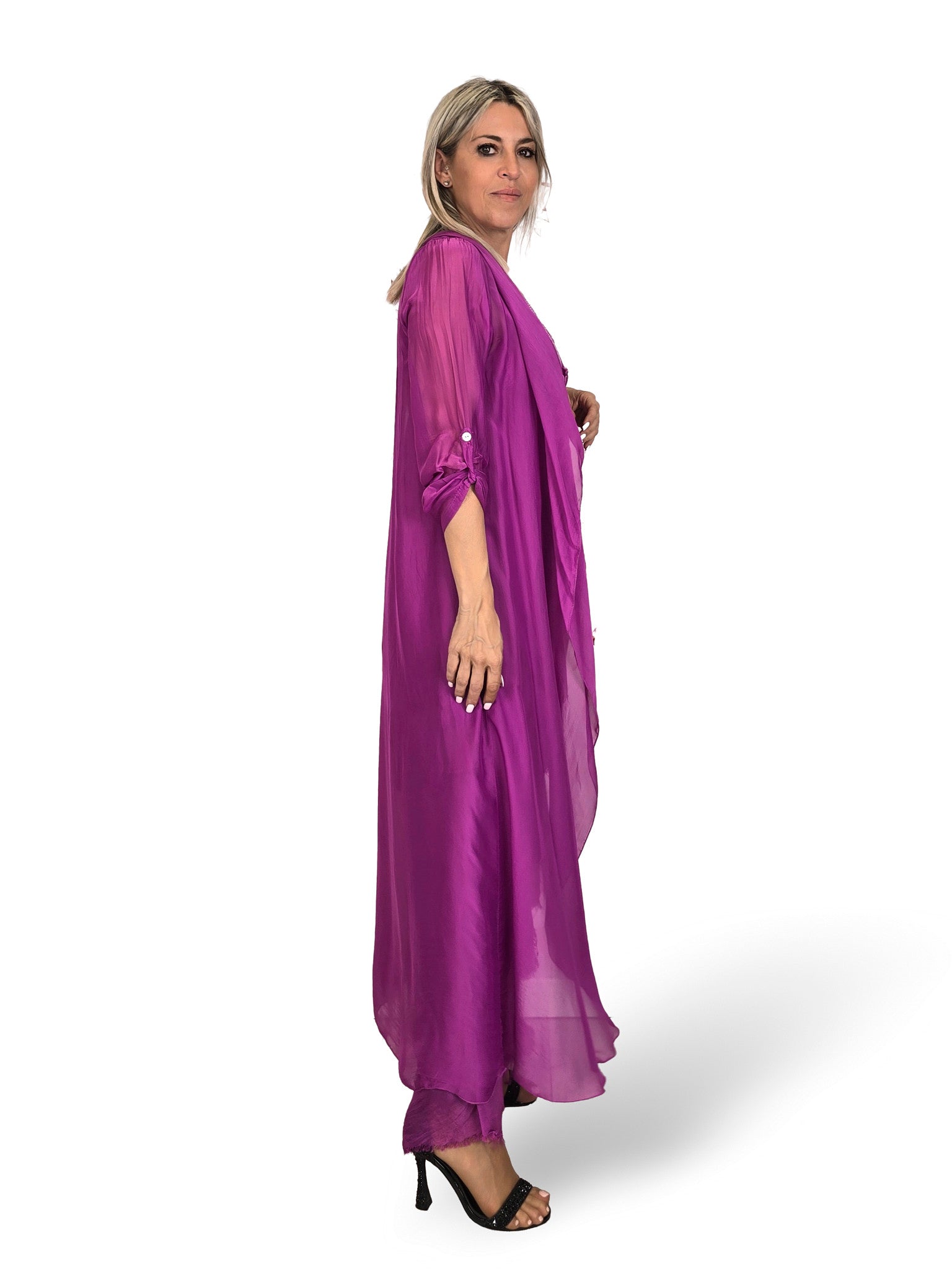 VESTIDO CAPA SEDA DESHILACHADO