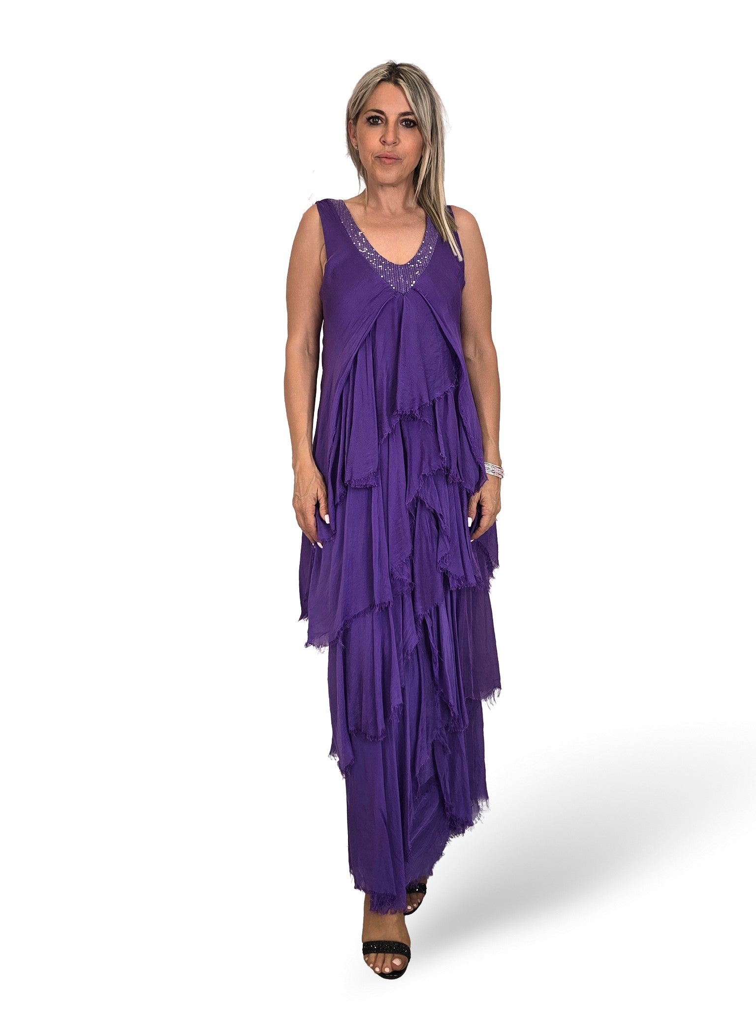 VESTIDO CAPA SEDA DESHILACHADO