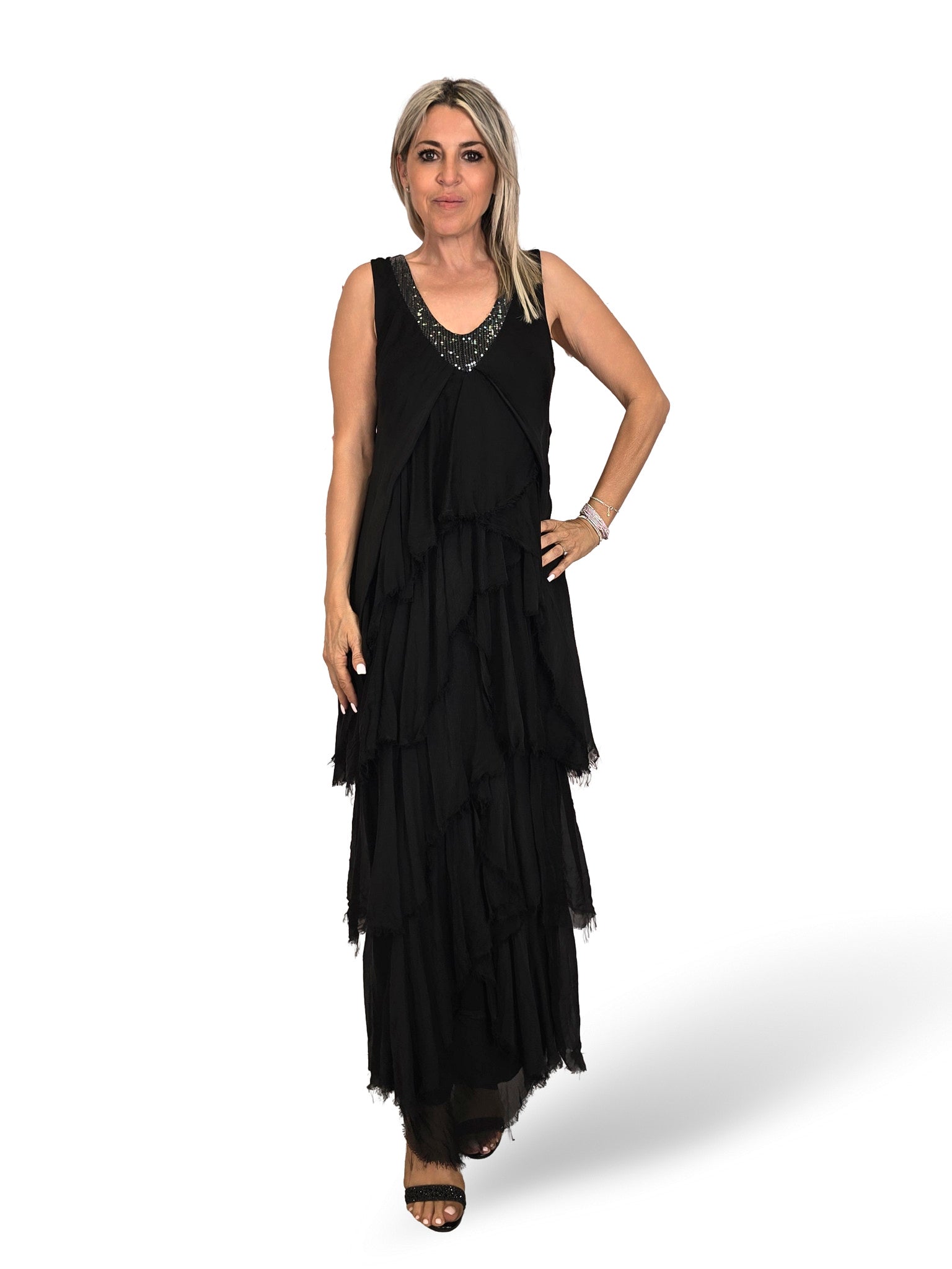 VESTIDO CAPA SEDA DESHILACHADO