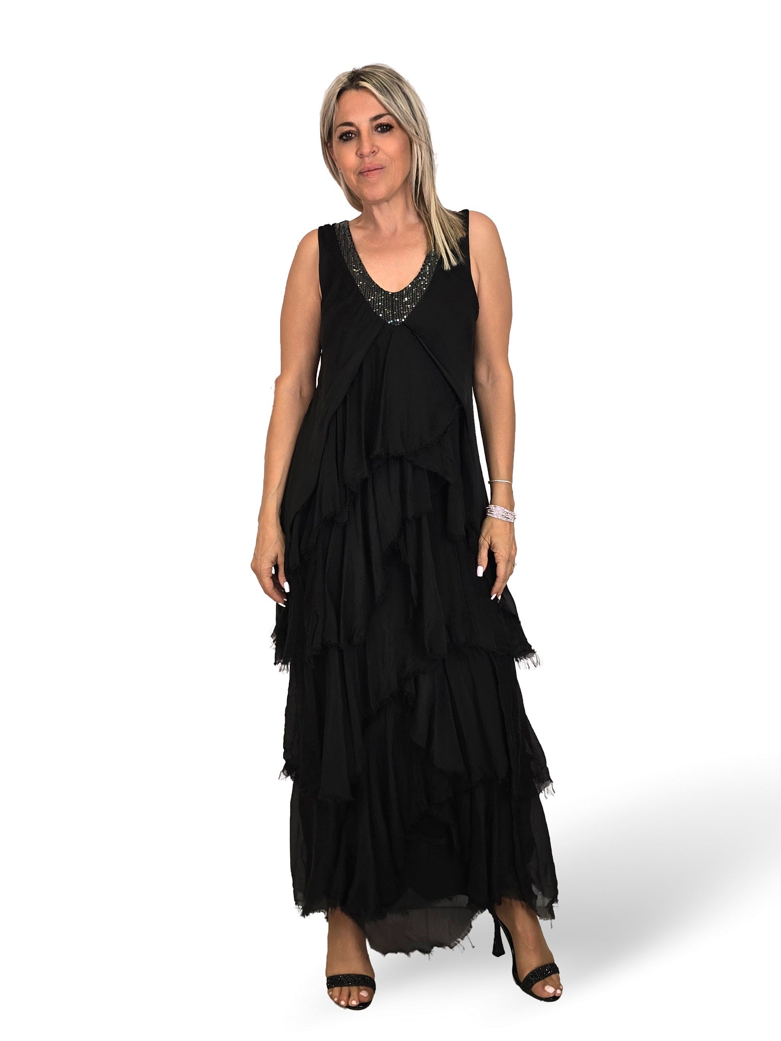 VESTIDO CAPA SEDA DESHILACHADO