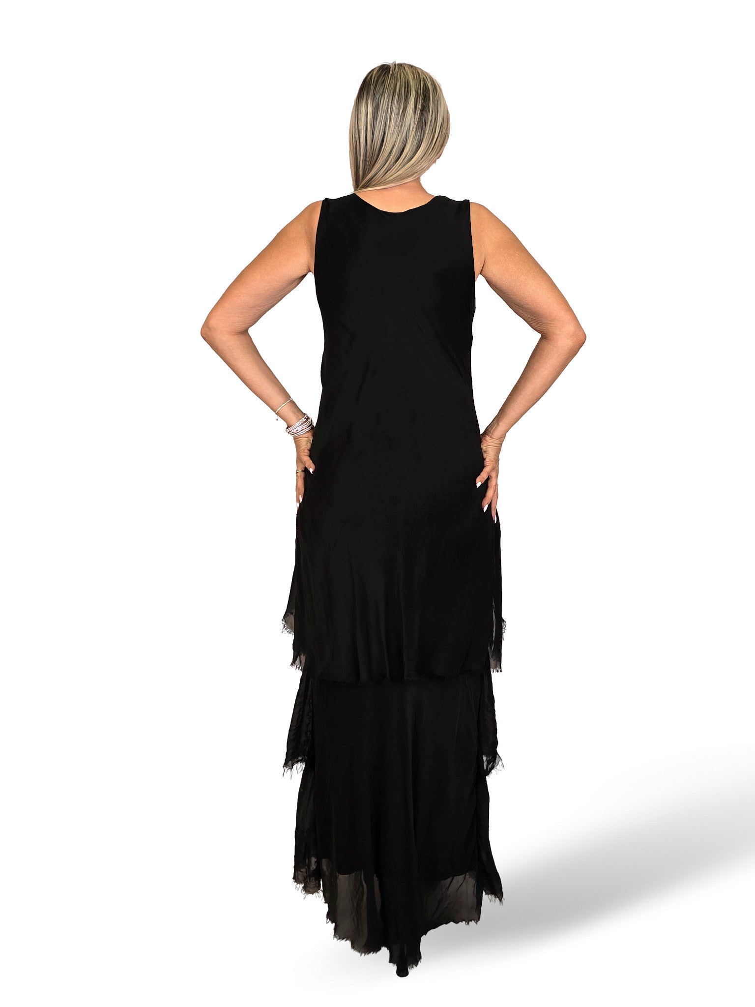 VESTIDO CAPA SEDA DESHILACHADO