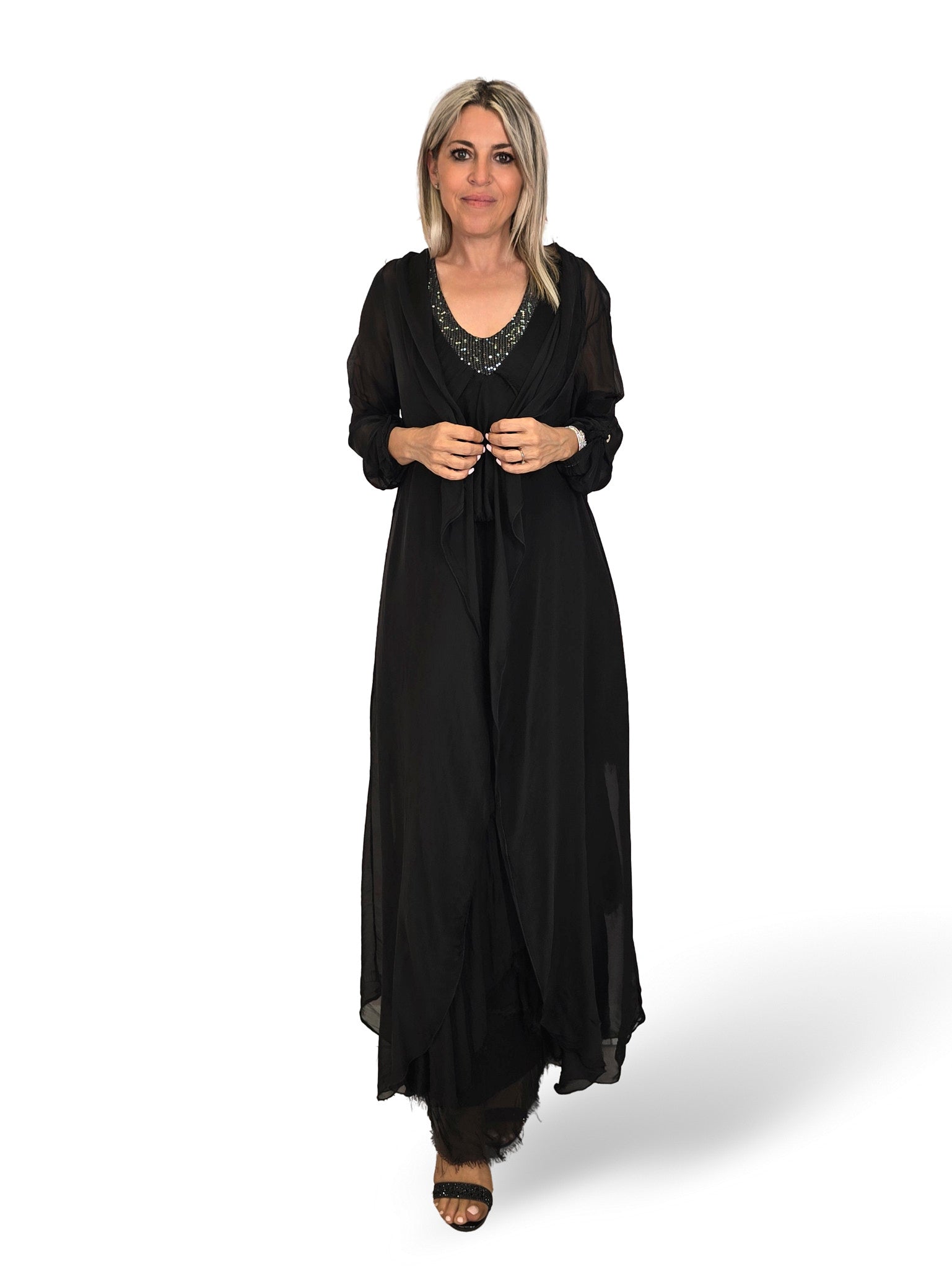 VESTIDO CAPA SEDA DESHILACHADO