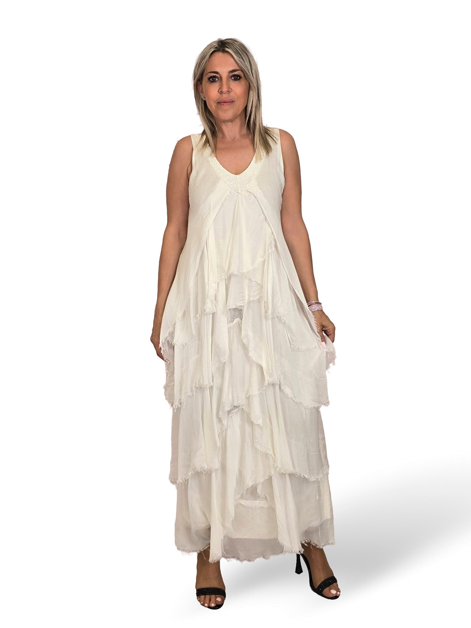 VESTIDO CAPA SEDA DESHILACHADO