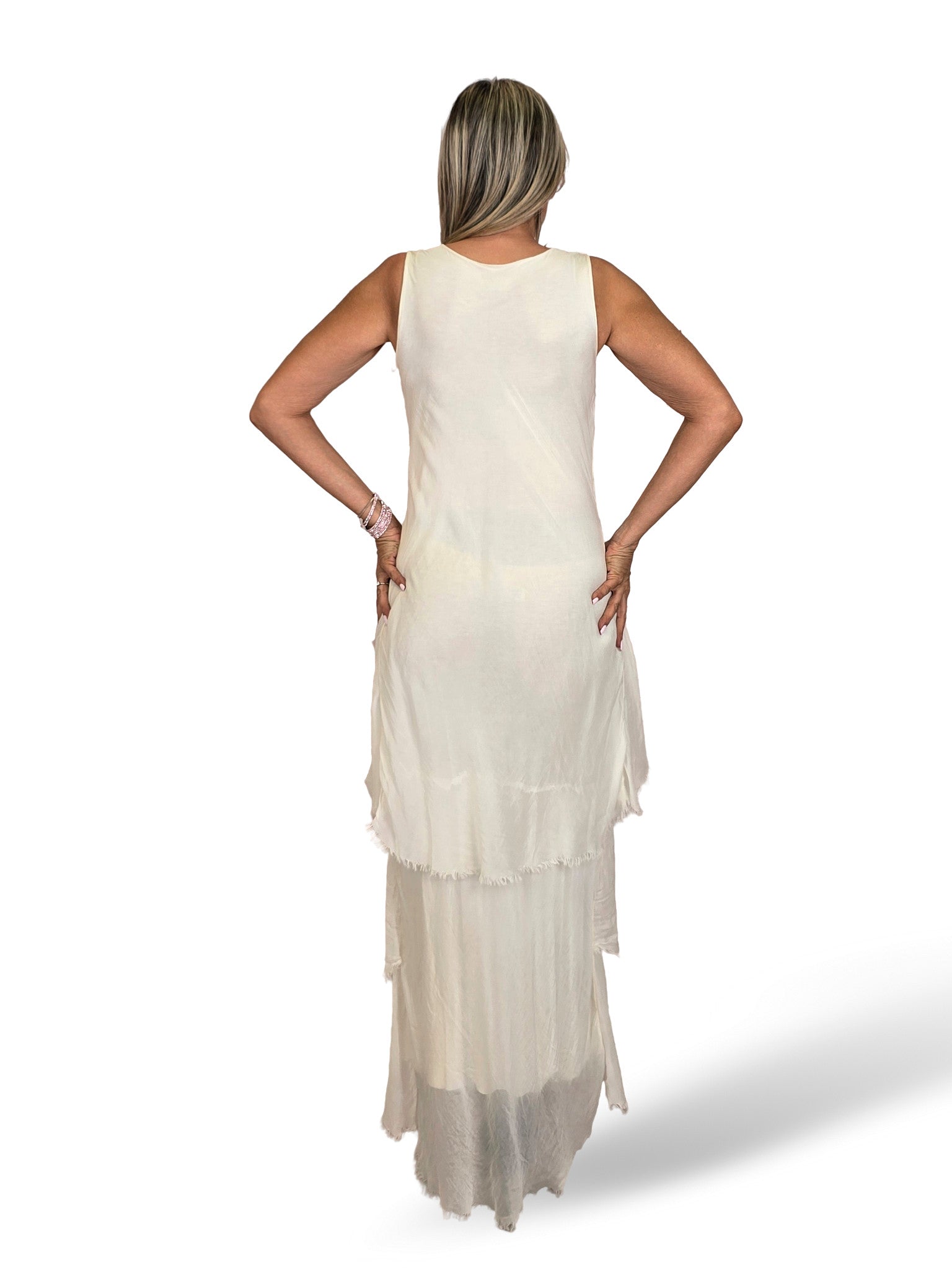 VESTIDO CAPA SEDA DESHILACHADO