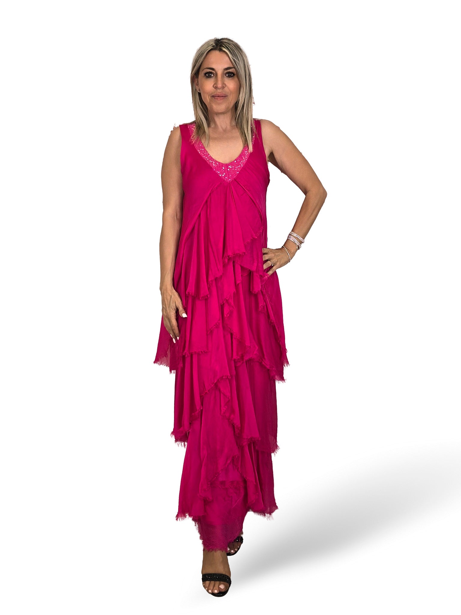 VESTIDO CAPA SEDA DESHILACHADO
