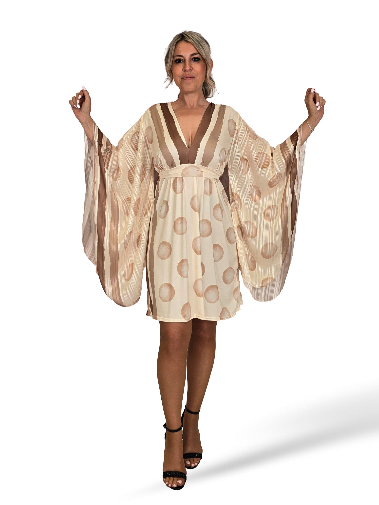 JOT Seiden-Batwater-Strickkleid, kurzes Kleid