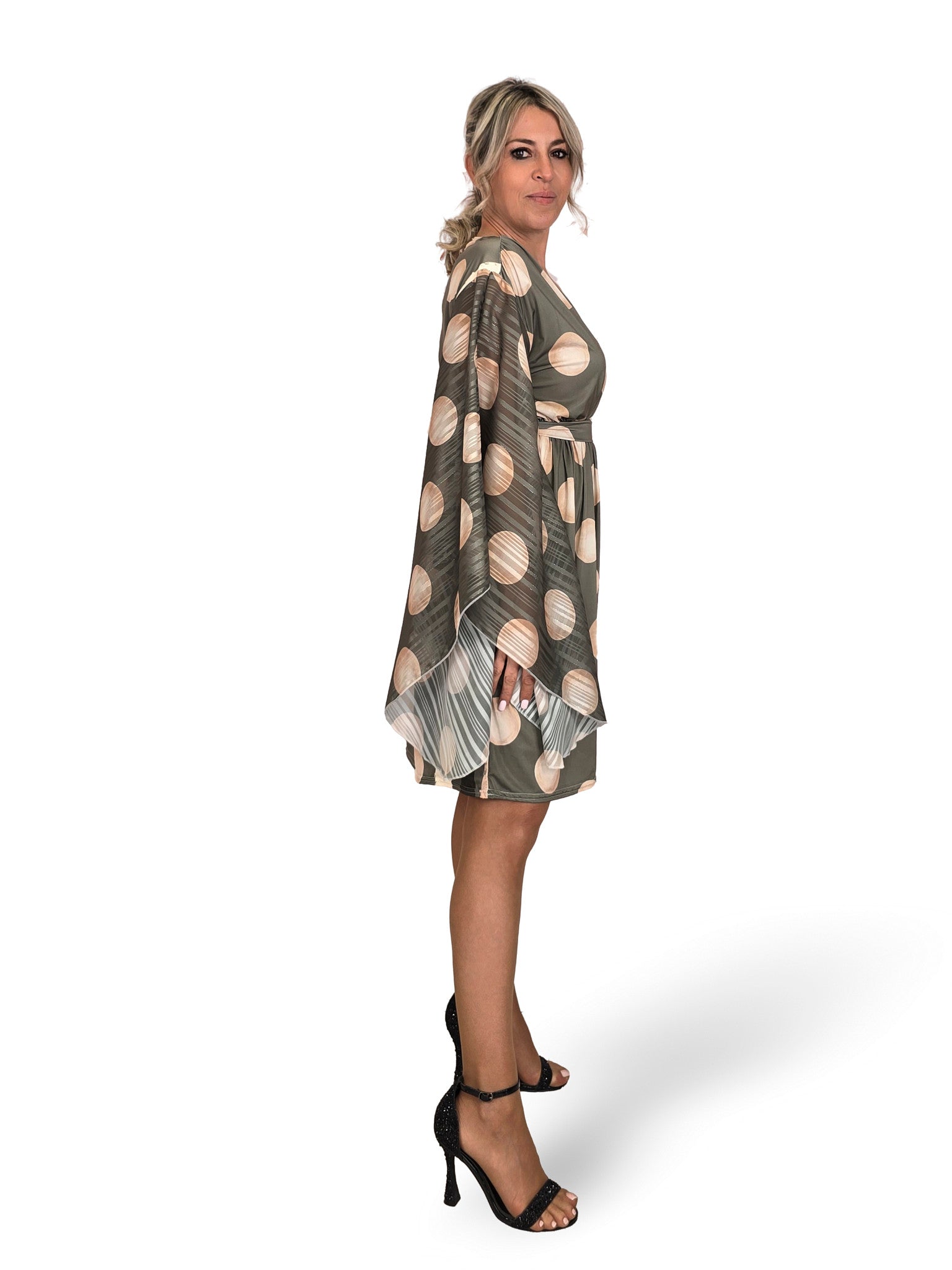JOT Seiden-Batwater-Strickkleid, kurzes Kleid