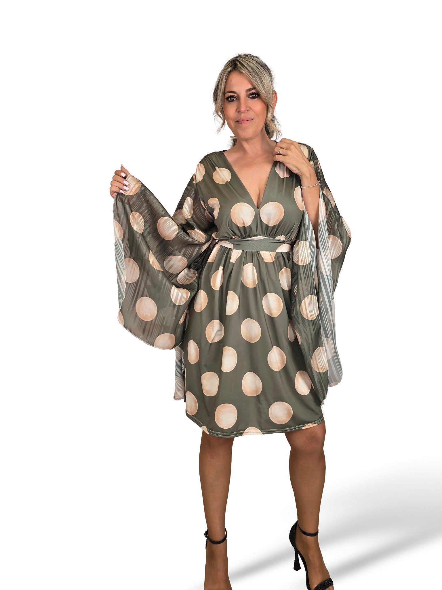 JOT Seiden-Batwater-Strickkleid, kurzes Kleid