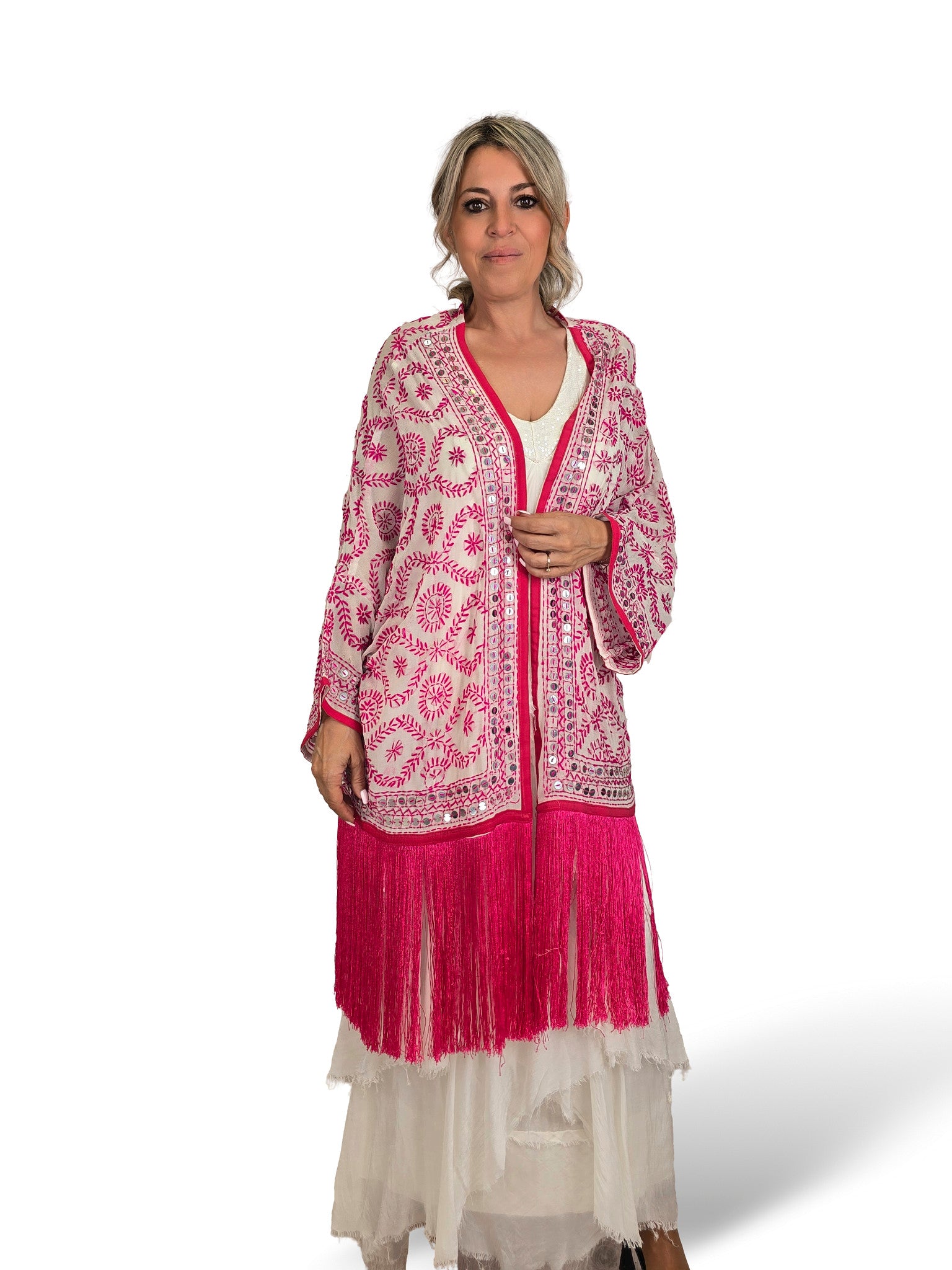 KIMONO CORTO BORDADO FLECOS JOT