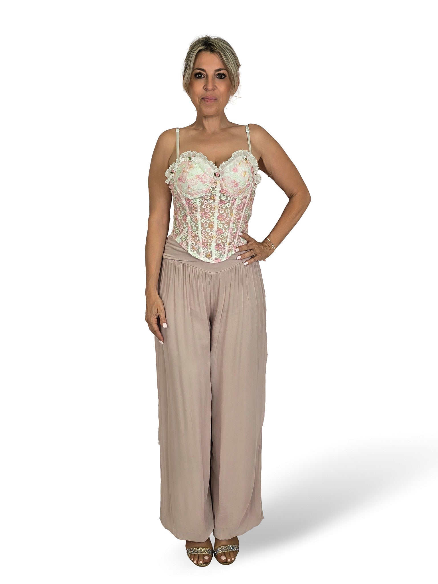 CORSET TUL BORDADO FLORES