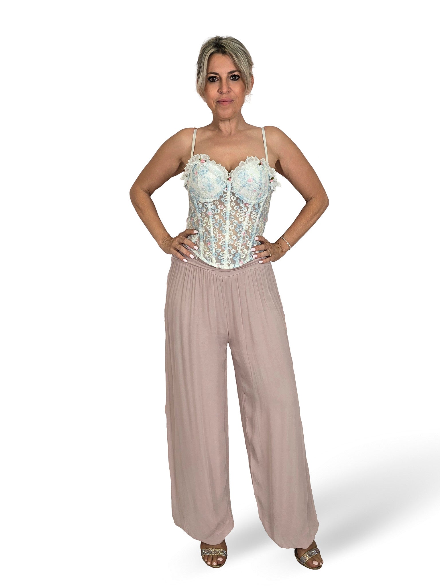 CORSET TUL BORDADO FLORES