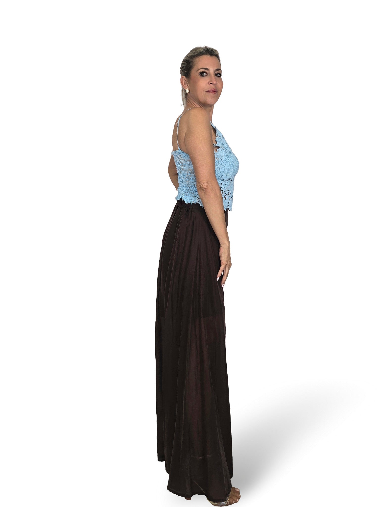 SAIA CALÇA LARGA TENCEL GUARD CASTANHO