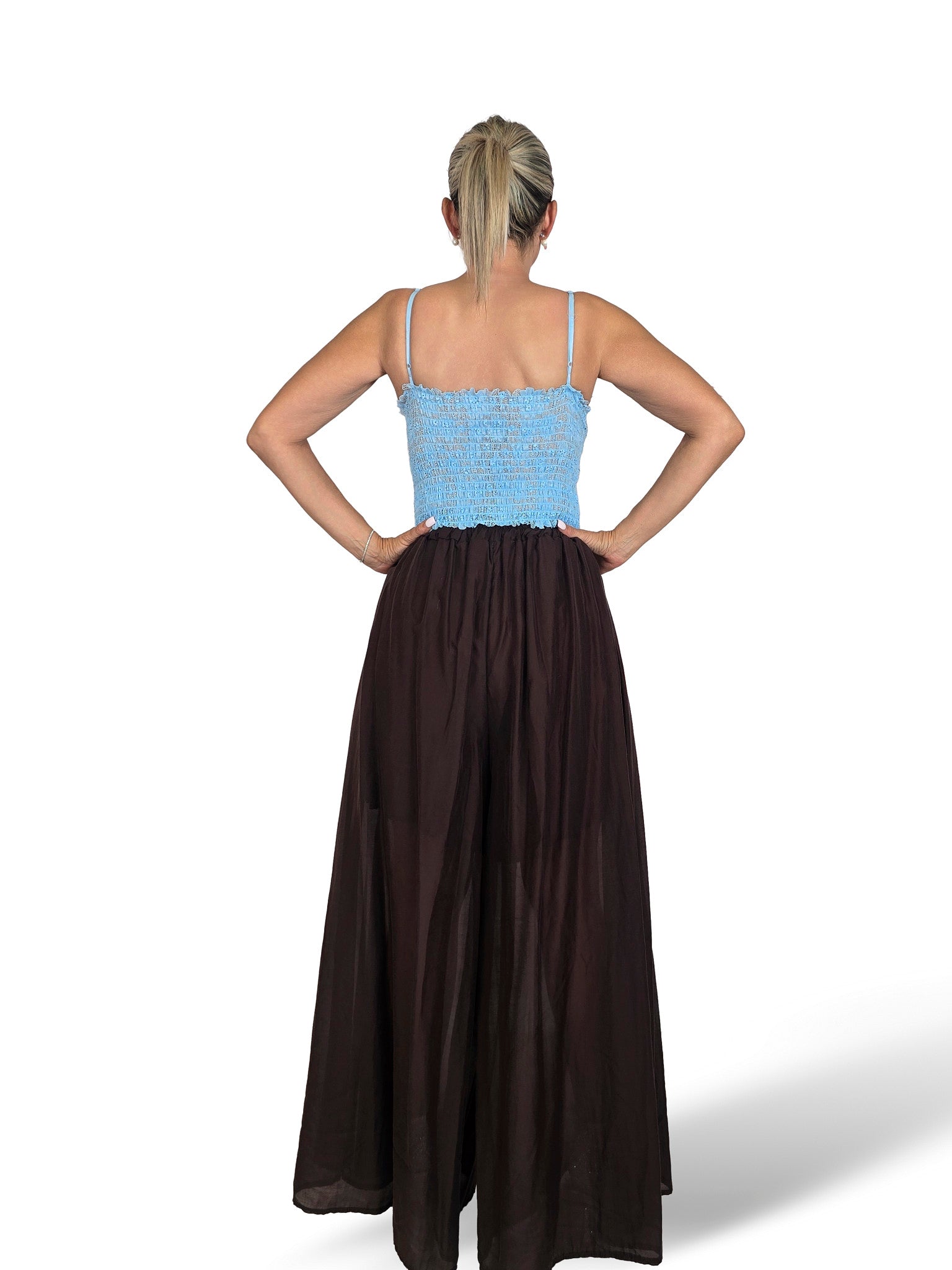 SAIA CALÇA LARGA TENCEL GUARD CASTANHO