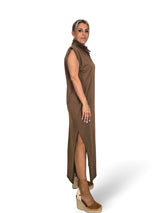 VESTIDO POLO MOCHA COM OMBROEIRAS