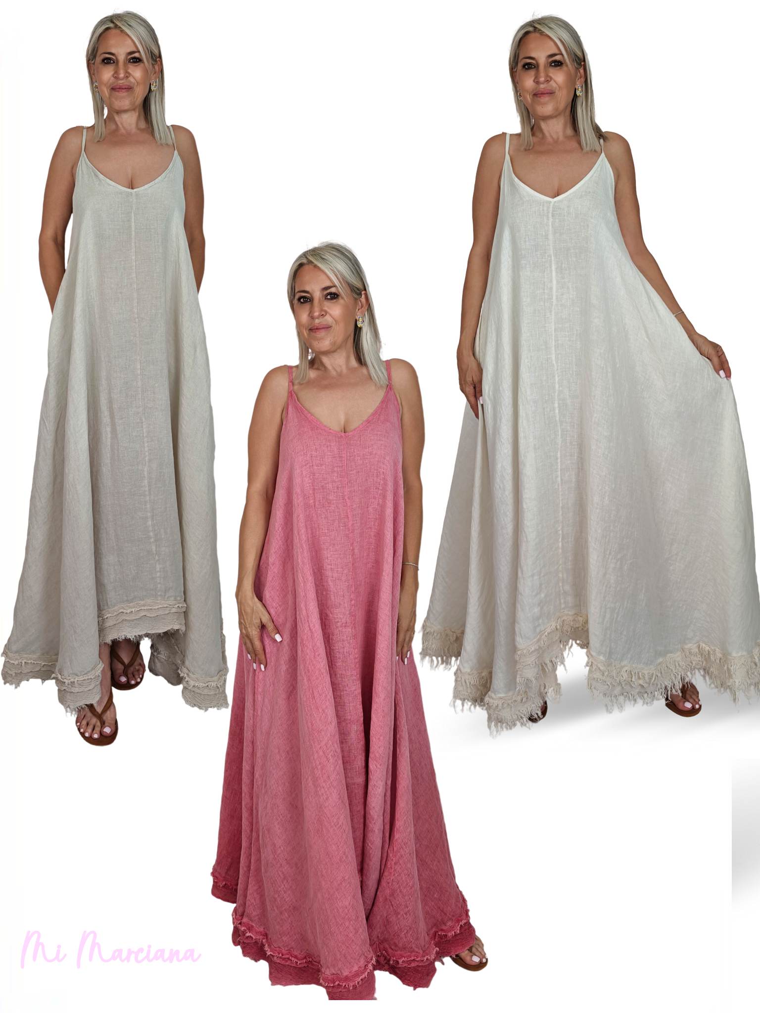 VESTIDO LARGO TIRANTES LINO JOT