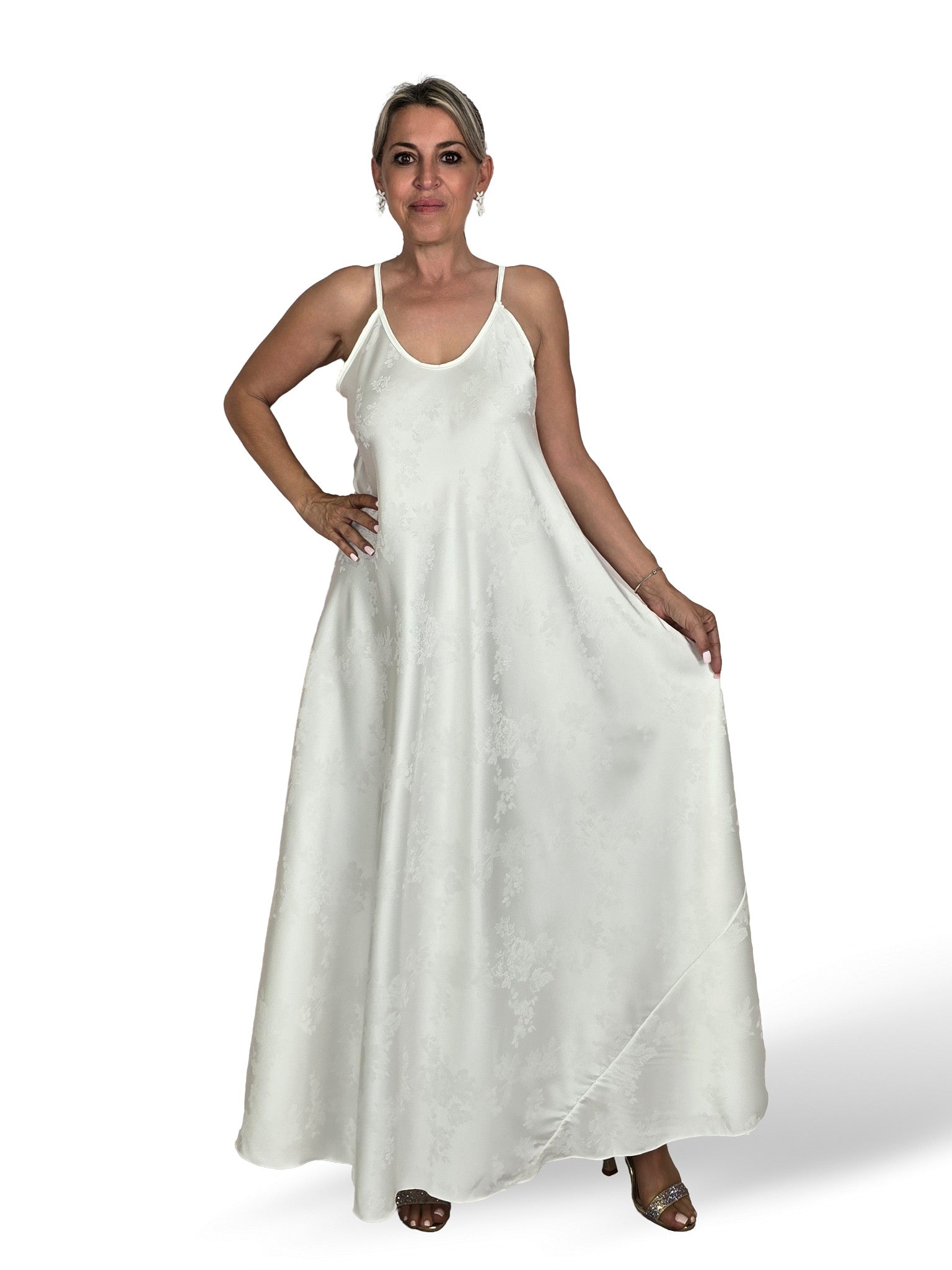 VESTIDO SATÉN BROCADO
