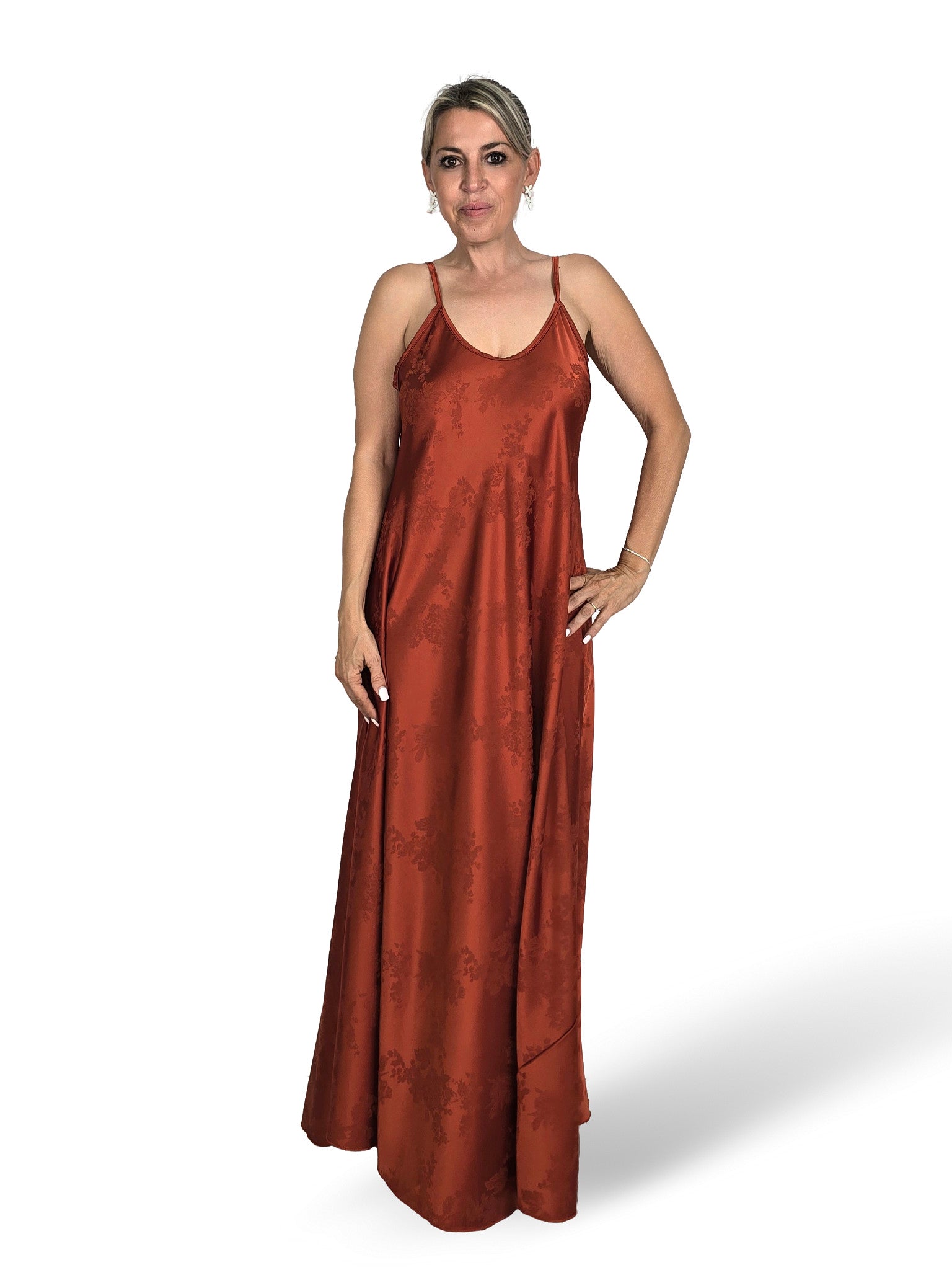 VESTIDO SATÉN BROCADO